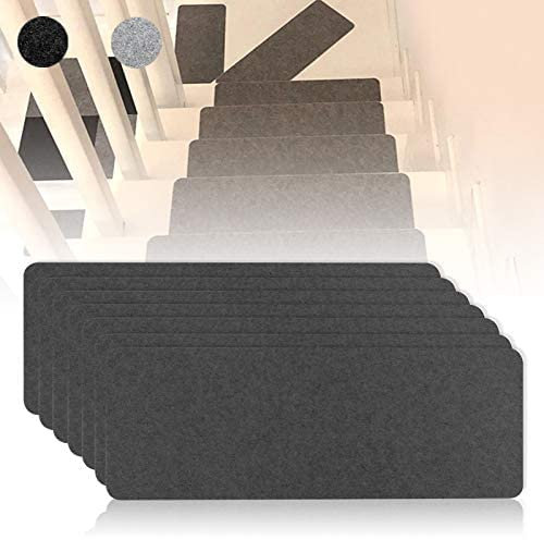 Dyna-Living Stair Tread Mats Stair Carpet Treads Non-Slip Self-Adhesive Stair Pads Step Protectors with Reusable Adhesive for Home Staircase Decoration,Grey (7)