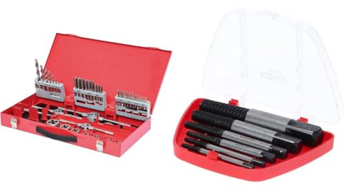 KS TOOLS 331.0644 Coffret De Jeux De Tarauds Et Filières - 44 Pièces & 150.1330 Jeu d'extracteurs de goujons pour goujons de M3-M18 6 pièces