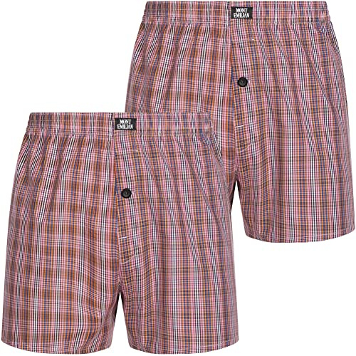 MONT EMILIAN Nantes Herren American Boxershorts 2er-Pack, mit Karomuster, aus atmungsaktivem, weichem Material in 5 S bis XL (as3, Alpha, s, Regular, Regular, rosa)