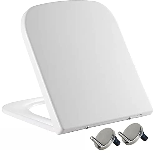 Mass Dynamic Lunette de toilette carrée avec fermeture douce et libération rapide pour un nettoyage facile, siège de toilette universel pour cuvettes de toilette de forme carrée, fixation par le haut