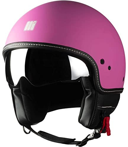 CASCO DEMI-JET CON VISIERA PARASOLE MOTOCUBO - BEETLE - ROSA - TAGLIA S