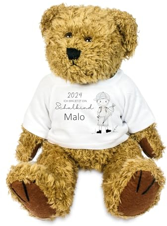 Kilala Teddy 'Schulkind' – Personalisiertes Kuscheltier, Glücksbringer Einschulung (Junge)