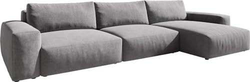 DELIFE Eckcouch Lanzo XL Mikrofaser Grau 380x180 cm Recamiere variabel