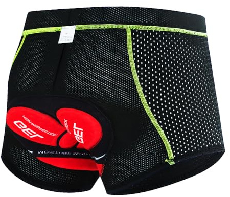 NuCamper Herren Radunterhose Fahrradhosen Gepolstert mit Elastische 5D Gel Sitzpolster Stoßfeste Schnelltrocknende Atmungsaktiv Fahrradunterhose Fahrrad Unterwäsche