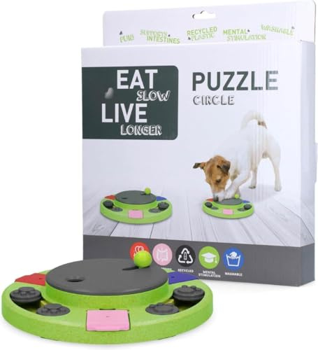Eat Slow Live Longer Puzzle Circle - 27 x 27 x 5 cm - Herausforderndes Hundepuzzle - Hundespielzeug - Intelligenzspielzeug für Hunde - Interaktiv - Futternapf mit rutschfesten Füßen - Für Snacks