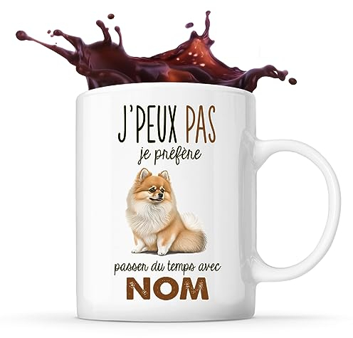 Tasse Spitz Allemand Passer du temps Prénom Nom Personnalisable | Mug Café Thé Idée Cadeau Personnalisé Homme Femme Original pour propriétaire de chien