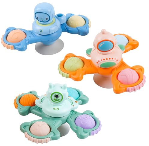 DigHealth Ventouse Spinner pour Bebe, 3 Pieces Jouet Sensoriel, Jouet de Bain Baignoire d'education Precoce, Cadeaux pour Enfants 3+ an