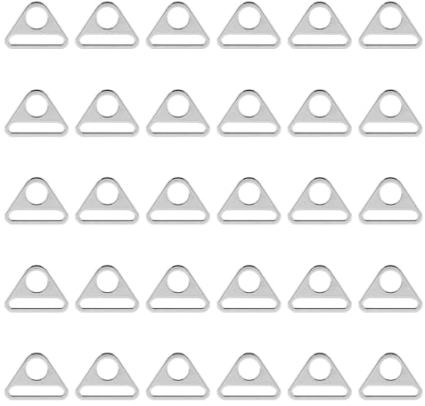 SWAWIS 30 Stück D Ringe 38mm, D Ringe aus Metall, Dreieck Schnalle Versteller, Triangle D Ringe für Taschen Gurt Kostüme Rucksack Hundeleine DIY Hardware-Zubehör(Silber)