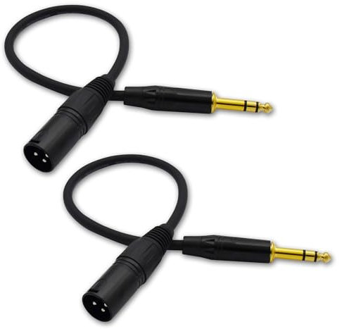 Czyuntuo XLR to 1/4 Cable,1/4 Inch TRS to XLR Male Plug Stereo Balanced Interconnect Microphone Cable for Audio Speaker -2 Pack 1 ft