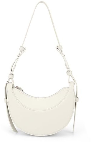 ACUYE Borsa a tracolla da donna, in pelle, a mezzaluna, borsa a tracolla per ravioli, borsa da donna sotto le ascelle, borsa a mezzaluna con tracolla regolabile, bianco, 24.5cm