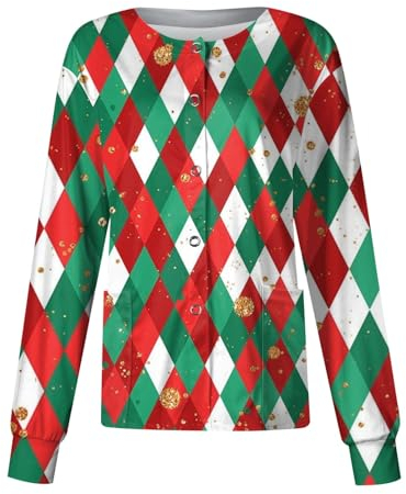 DHYUEN Krankenschwester Kleidung Damen Unregelmäßiger V-Ausschnitt Bluse Damen Für Die Pflege Kasacks Damen Christmas Damen Pflege Damen Frauen Männer Arbeitskleidung Pflege Damen(2-Green,XL)