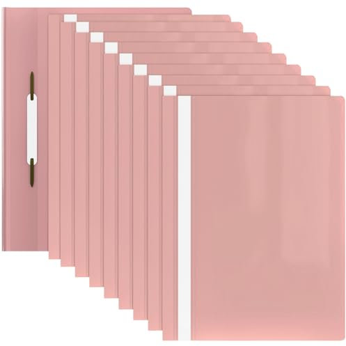ACROPAQ - 10 x Schnellhefter A4 - Transparente Vorderseite und farbige Rückseite, Hefter A4 für bis zu 70 Seiten, Pastellrosa, Professionelle und einfache Organisation - Plastik File Folder, Mappen