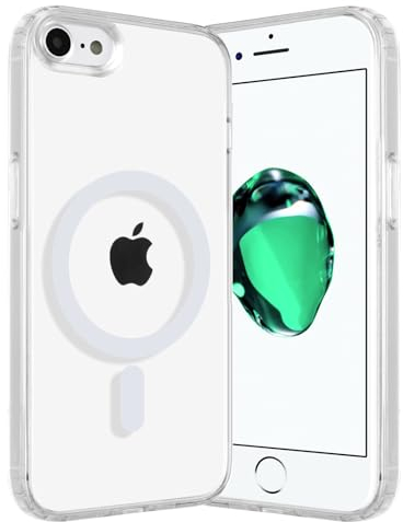 Coiwxmoi Hülle Magnetisch für iPhone 8/7/SE 2020/2022 4,7,Handyhülle Kompatibel mit MagSafe Kabellosem Laden, PC Rückseite + Dünn TPU Silikon Stoßfest Schutzhülle, Transparent