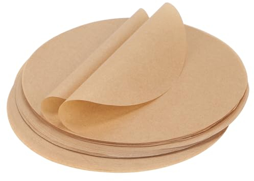 SWAWIS 150 Pièces Papier Sulfurisé Ronde de Cuisson, Ø 28cm Papier à Pâtisserie Rond, Papier Parchemin Rond, Papier Antiadhésif pour Gâteau BBQ Pizza Four Friteuse à air Hamburgur(Brun)