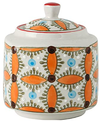 Pot à épices en porcelaine, pot à sucre, ensembles de crémier et de sucre de style pastoral, pot à sucre de bohême, ensemble de service à café, pichet à crème-orange-sucrier ( Color : Orange , Size :