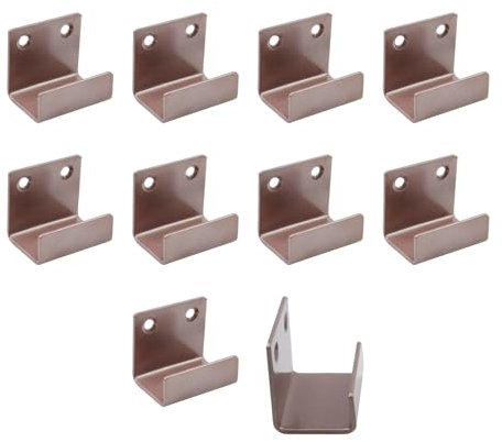 Coshar 10 Pcs Stainless Steel Hanger Bracket for Ceramic Tile Billboard Wall Tile Display, Heavy Duty Flat J Clamp Hook Hanger, Wall Mounted Clip Bracket Hook Fastener - Rose Gold (Inner Width 25mm)
