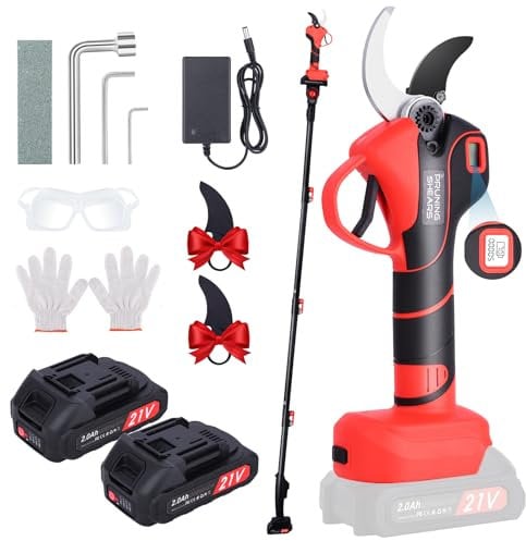 Forbici Elettriche da Potatura a Batteria 50 mm con Asta Telescopica da 2 Metri: Forbici Elettriche da Potatura, 6-8 Ore di Lavoro, Forbici da Potatura per Giardinaggio, Alberi da Frutto