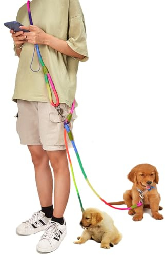Doppelte Hundeleine 260 cm reflektierende Hundeleine für große mittlere und kleine Hunde Gehen 360° Kein Farbiges Verheddern