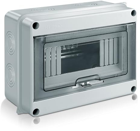 Zeawavsl Verteilerkasten Aufputz, IP65 Sicherungskasten Aufputz, 1-Reihig für 8 MODULE Kleinverteiler Aufputz mit Messingklemmen, Aufputzverteiler für Garten oder Außenbereichen, Villen (8 MODULE)