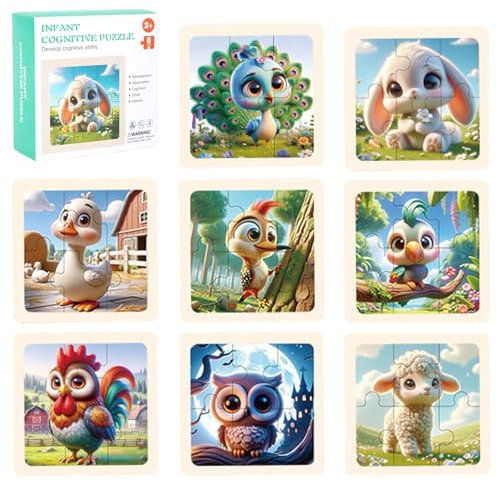8 Stück Holzpuzzle für Kinder, Set mit 6 Teile Puzzles, Niedliche Puzzle Kleinkind, Bunte Tiere Puzzles, Lernspielzeug Puzzle Set, Kindergeburtstag Geschenke, für ab 3 Jahre Jungen Mädchen