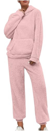 2024 Pigiama Donna Invernale Nuovo Pigiama Donna Completo Invernale in Flanella Tuta per Il Tempo Libero con Felpa con cappuccio e tasca a marsupio e Pantaloni Pjs Soffici da Notte Caldi per Donna