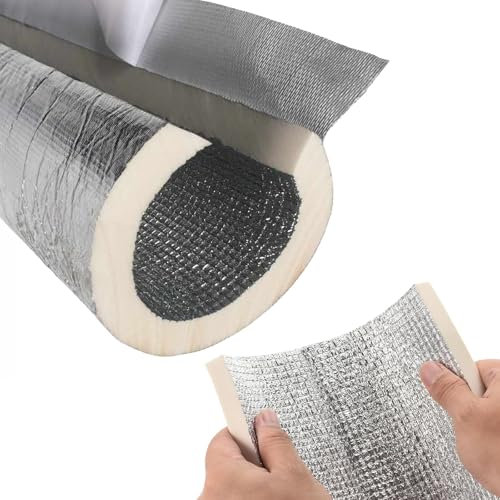 LRHELPBNR Selbstklebend Schlauch Rohrisolierung, Rohrdämmung Isolierrohr Mit Aluminiumfolie Kautschuk Weiß Schlauch Rohrisolierung Für Schutzschlauch Heizungsroh(L 0.95m-65mm/2.5in-20mm)