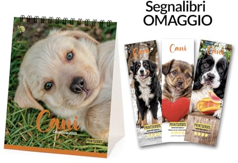 Personalisierbarer Tischkalender 2024/2025 – Künstlerisches und kreatives Design, Format 118 x 148,5 mm, ideal für Büro, Zuhause und Schule (Thema Hunde)