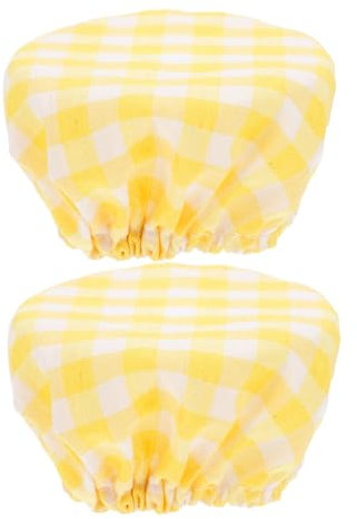 MOLUCKFU 2 Stück Baumwollschüsselabdeckungen Glasdeckel Elastisch Für Sauerteig Gärgläser Gelb Kariert Vielseitige Lebensmittelabdeckungen Für Brotgärbehälter