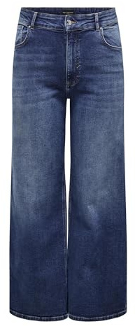 ONLY CARMAKOMA Damen Carjuicy Hw Wide Leg Rea255, Dark Blue Denim, 52W / 32L EU