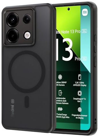 AOMYKE für Xiaomi Redmi Note 13 Pro 5G / Poco X6 5G Hülle Magnetisch, Handyhülle für Redmi Note 13 Pro 5G/Poco X6 5G Transluzente Matte Anti-Fingerabdruck Kratzfeste PC Rückseite + TPU Bumper, Schwarz
