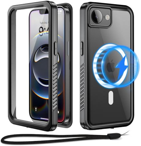 Beeasy for iPhone 16e Case IP68 Waterproof, Compatible with MagSafe, 360 Full Body Heavy Duty Cover with Built-in Screen Protector, Shockproof, Dustproof, Magnetic Protective Phone Case, 6.1” Black
