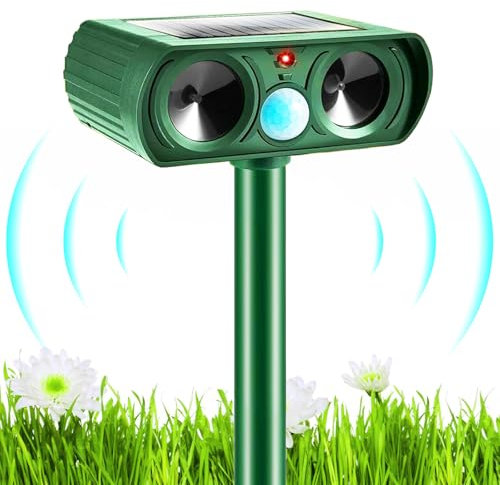 Solar Katzenschreck, Ultraschall Tiervertreiber Katzenabwehr, Wasserdicht Marderschreck mit PIR-Bewegungssensor Katzenschreck für Garten, Wirksam Gegen Katzen, Hunde, Marder, und Vögel Schädlineg