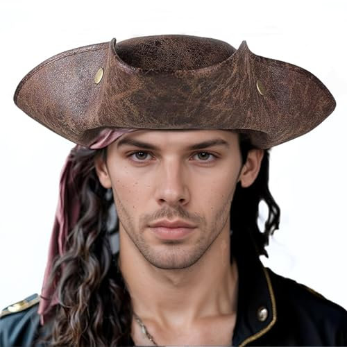 XGOPTS Piratenhut Piraten Dreispitz Hut HerrenLeder Piratenhut Damen Piratenkostüm Accessories für Piraten-Mottoparty, Cosplay, Karneval Erwachsene