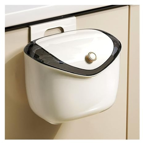 Poubelle Poubelle suspendue for salle de bain avec couvercle, petite poubelle en plastique de 1,6/2,4 gallons, poubelle murale, poubelle à compost de cuisine, couvercle coulissant sous l'évier Pour Cu