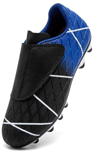VTASQ Zapatos de Fútbol Niño Profesional Zapatos de Entrenamiento Adolescentes Aire Libre Deporte Atletismo Botas de Fútbol Cesped Artificial Zapatillas de Fútbol Azul Negro EU38