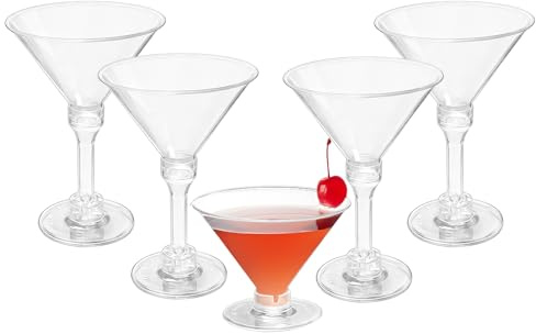 SLTAXAR 30Pz Bicchieri da Martini in Plastica 150ml Riutilizzabili Bicchieri da Margarita Bicchiere Martini Trasparente Bicchiere Margarita Cocktail con Stelo Regolabile per Compleanni Matrimoni Feste