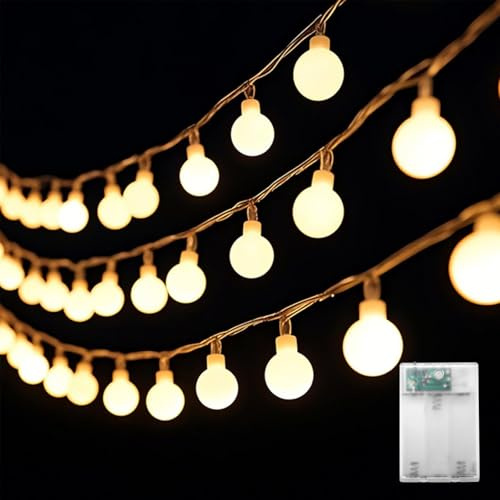 Kaleora Lichterkette Kugeln Batterie, 3M 20 LED Kugel Lichterkette Batteriebetrieben, Warmweiß Kugeln Lichterketten für Kinderzimmer, Gartenbeleuchtung, Weihnachten, Innen