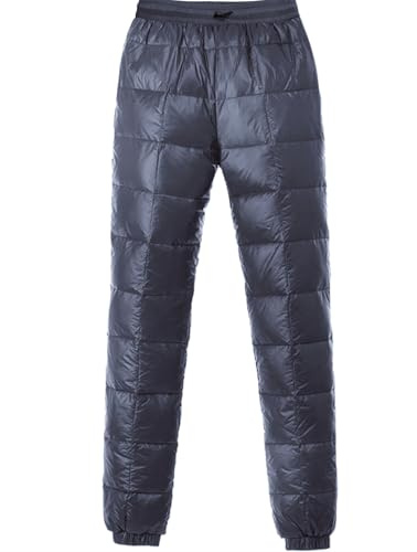 HOTIAN Herren Daunenhose Winter Warme Ultralight Gefüllte Thermohose Winddichte Skihose Outdoor Camping Isolierte Hose mit Reißverschlusstaschen