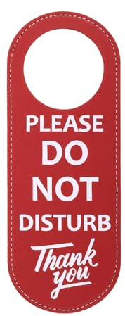 Cartello con scritta Do Not Disturb PU Leather Door Hanger Sign Double | Cartello reversibile per la privacy, in pelle PU leggera, adatto per camere da letto, cliniche, videolezioni online e