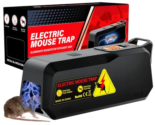 Elektrisch Rattenfalle 1800V, Elektronische Mausefalle, Wiederverwendbare Hochspannungs-Falle, Ratten und Mäuse, Geeignet für Innenräume Küche & Haushalt