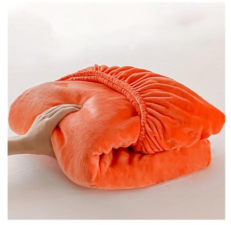 GBHMJU Fleece Spannbettlaken 90x200cm bis 200x220cm Plüsch Warm Samt Kuschelige Bettlaken Boxspringbett Flanell Spannbetttücher für Matratze 25cm(Orange,200x220+25cm)