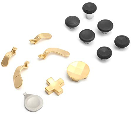 Metall-Gamepad-Zubehör-Ersatzset für One Series 2 Controller, Langlebiges Metall-Mod-Kit für Ein Besseres Spielerlebnis, 6 Tasten, 7 Metalltasten für Enthusiasten (GOLD)