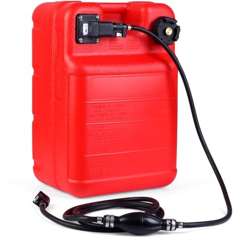 Garvee Auslaufsicherer 6 Gallonen Bootstank mit 9,8ft Schlauch & Pumpe – EPA-konformer, robuster Benzintank mit I-Griff, Füllstandanzeige & Filter – Perfekt für Außenbordmotor, Generator &