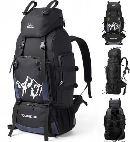 Yaskyly Wanderrucksack Herren Damen 90L Trekkingrucksack Reiserucksack Großer Wasserdicht Wandern Rucksack Outdoor Rucksäcke Sport Daypack mit Mehrkompartiment für Wandern Camping Bergsteigen Reisen