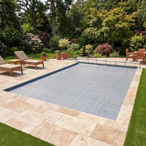 EDENEA - Bâche à Bulles Solaire Piscine 10 x 5 m - Epaisseur 500 Microns Premium - Bordée 1 Largeur - Technologie Alvéolaire Chauffante Anti Algues - Bleu/Gris