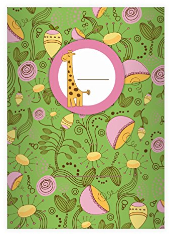 Kartenkaufrausch 8 Frische Blüten DIN A5 Schulhefte, Schreibhefte mit Kleiner Giraffe in grün Lineatur 4 (liniertes Heft)