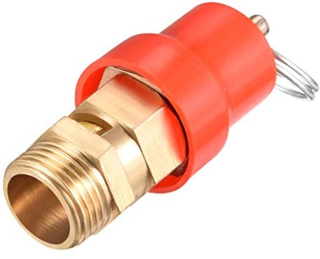 sourcing map Safety Valve Air Compressor Pressure Relief Valve, 3/8 PT Male, 0.78MPa Set Pressure, Red Hat, 1Pack