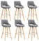 WOLTU Tabouret Bar, Lot de 6, Chaise Haute Bar, Tabouret Haut avec Dossier et Repose-Pieds, Cadre en Bois, Siège en Lin, Gris foncé, BH111dgr-6