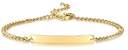 VNOX Personalisierte Gravur Paar Armbänder Personalisierbaren Armbänd Familie Armbänder|Partnerarmband für Paare|Pärchen Armband (gold-4mm-17cm)