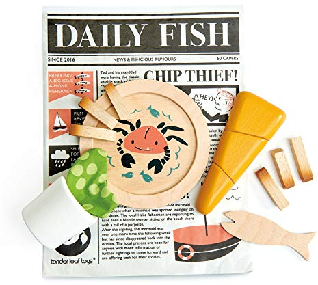 Tender Leaf Toys Fisch und Chips Supper Spielfutter für Kinder mit Meeresmotiv